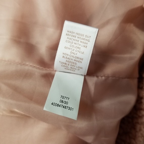 LC Lauren Conrad Sherpa Teddy Snap Jacket Women M Blush Pink Fully Lined Pockets - Picture 9 of 16